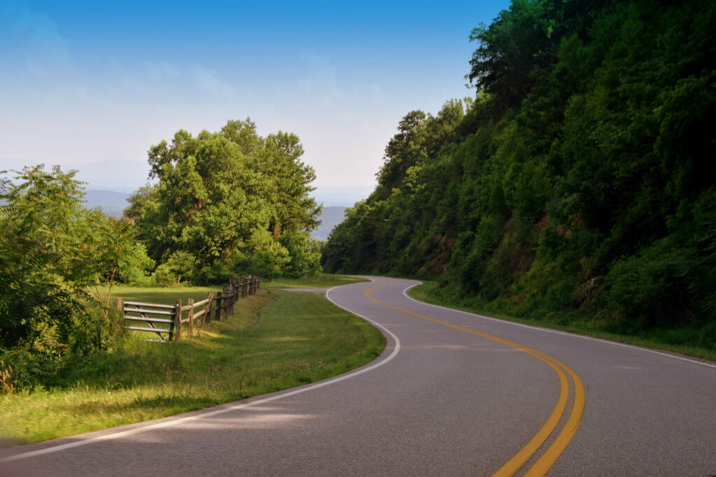 winding road through mountain 