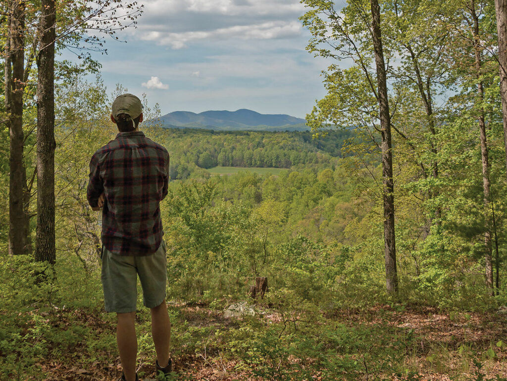 Hiker looking at Bull Mountain